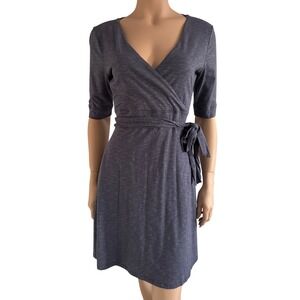 Toad&Co Womens Small Blue Heathered Tencel Organic Cotton Wrap Dress Eco S S